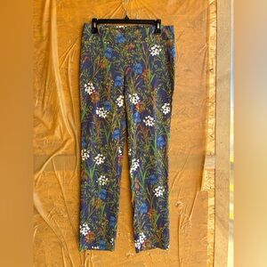 J. McLaughlin Botanical Floral Print Flat Front Straight Leg Pants Size 10